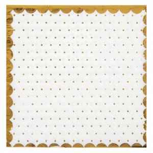 Sm servietter - Prikker med gullkant - Hvite