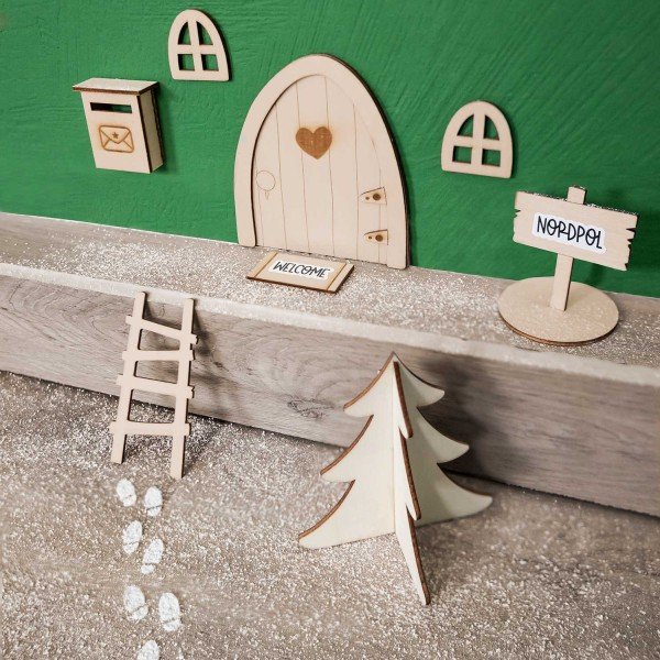 Nissedør - Sett - 8 deler inkludert sjablong for fotavtrykk Nissedør - Sett - 8 deler inkludert sjablong for fotavtrykk