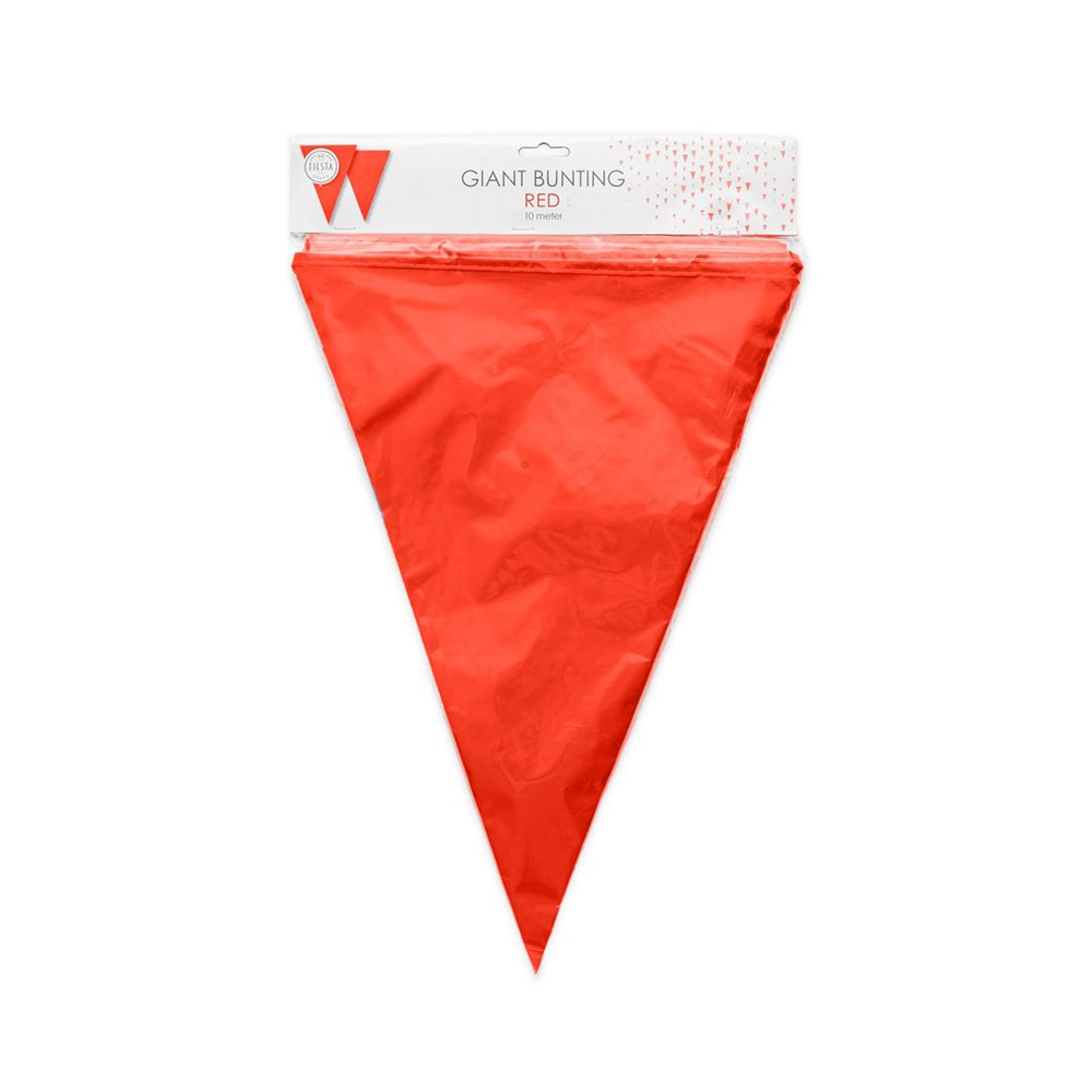Girlander - Store flagg - Rød - Plast - 10 m - Vimpler, Hengende dekorasjoner