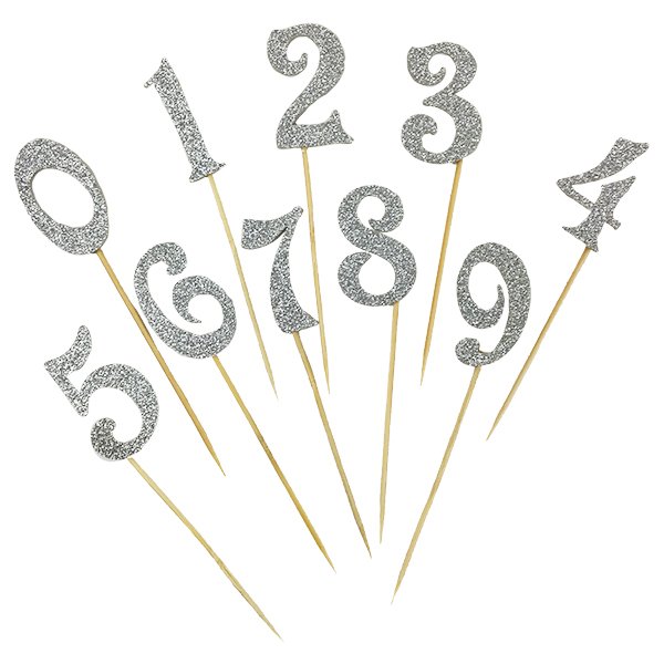 Kaketopper - Tall - Sølvglitter Kaketopper - Tall - Sølvglitter