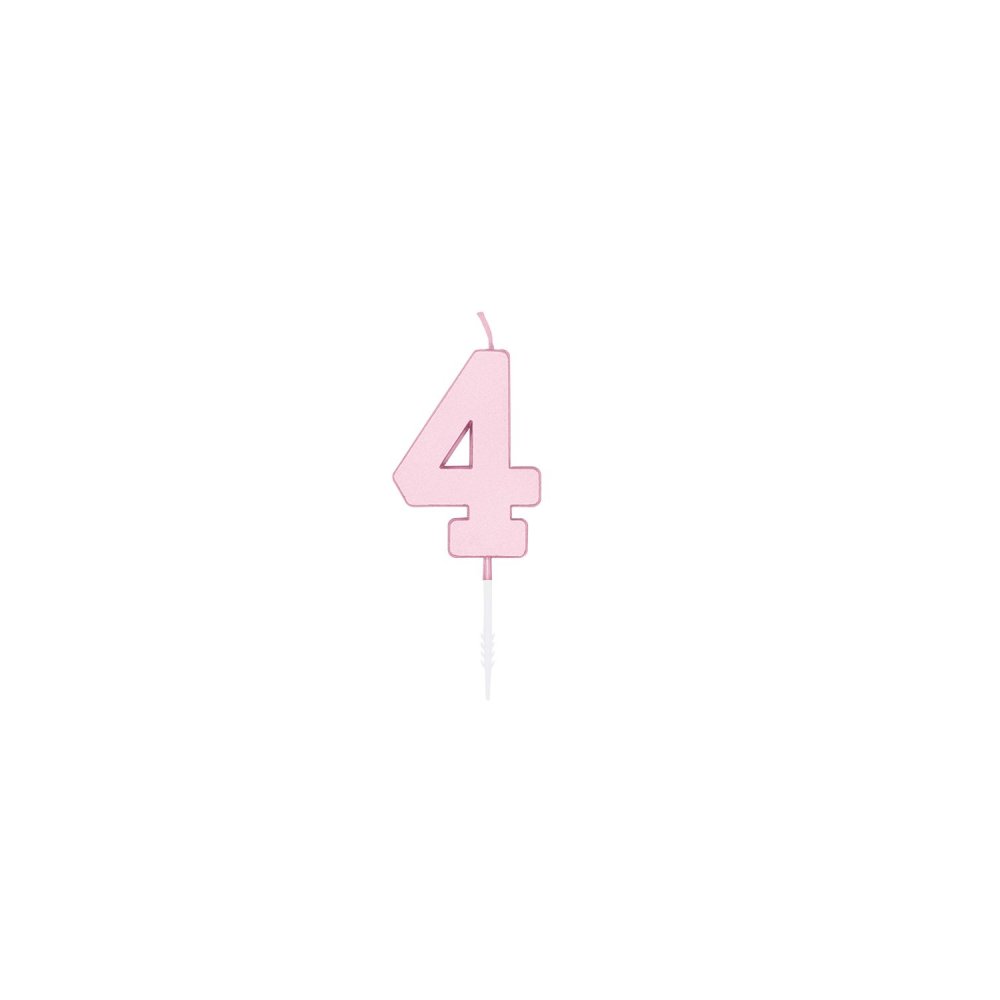Kakelys - Pastellrosa - 4,5 cm - Nummer 4 - Kakelys, Kakepynt til fester