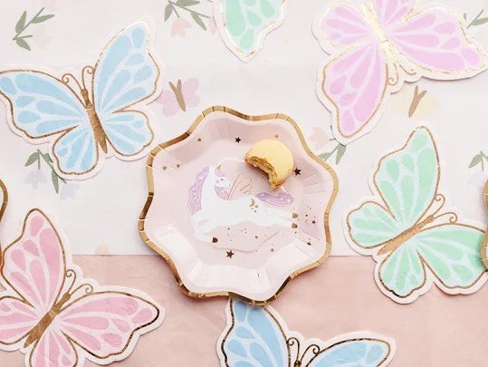 Servietter - Sommerfugl - Pastell med gull - 12-pakning