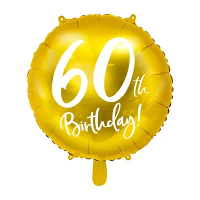 Rund folieballong - Guld - 60th Birthday