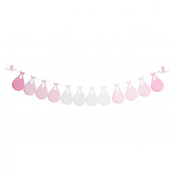 Girlander - Babyshower - Hvit/Lys rosa - Storker Girlander - Babyshower - Hvit/Lys rosa - Storker
