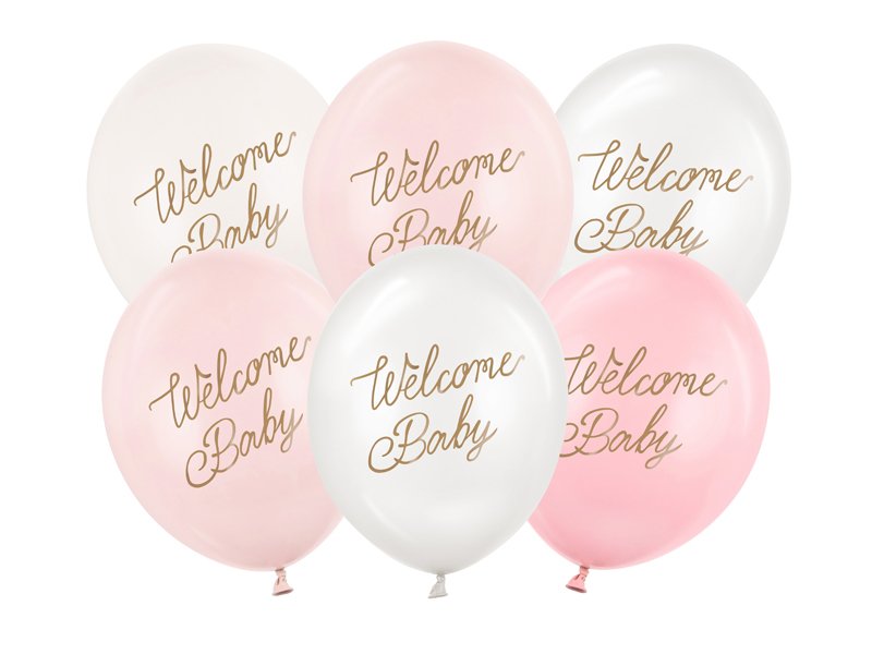 Ballonger Velkommen Baby - Rosa mix - 30 cm - Babyshowerballonger, Baby Shower