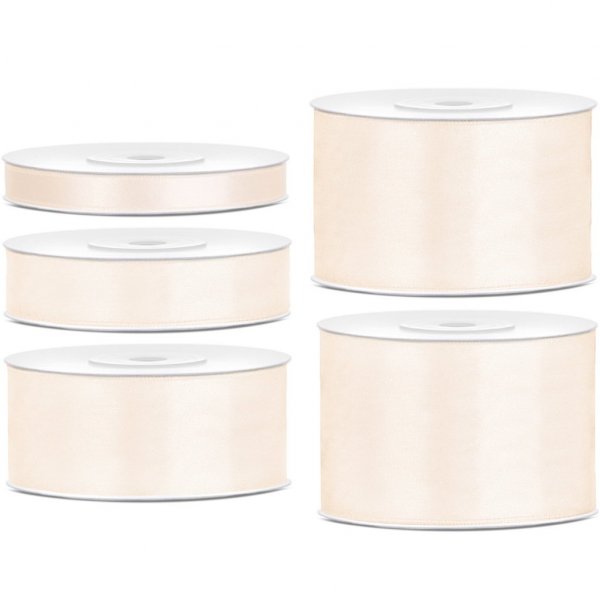 Satengbnd - Lys kremhvit - 25 m