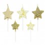 Bursdagslys - Stjerner - Gull - 5-pakning