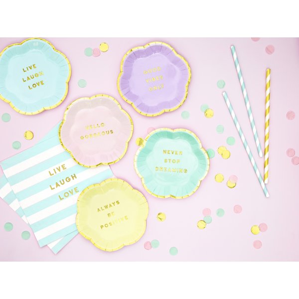 Servietter - Yummy - Live Laugh Love, lysebl, 33x33cm (1 kartong / 12 stk) (1 stk / 20 stk)
