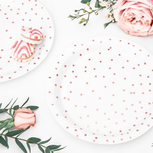 Desserttallerkener - Polkadotter - Rosegull - 6-pakning