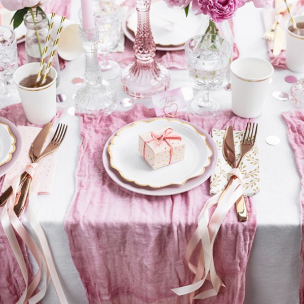 Gaveesker - Prikkete - Lys rosa/Gull - 10-pakning