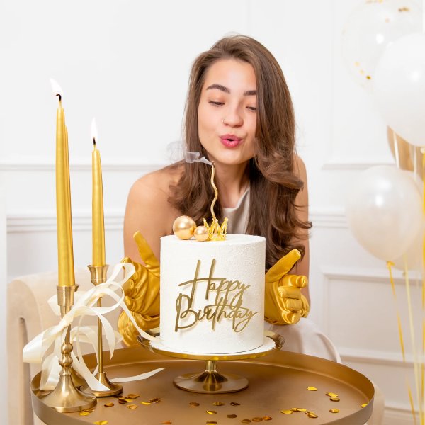 Kaketopper - Liten - Krone - Gull med s�lvkrystaller - 3 cm