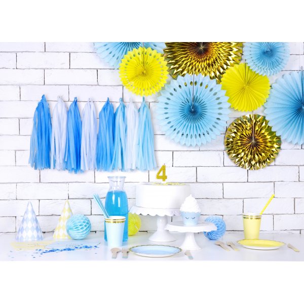 Papirkopper - Lysebl - Gullkant - 6-pakning