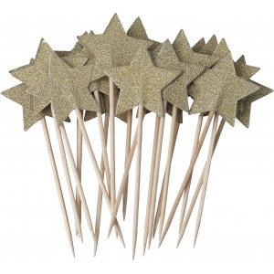 Partypicks - Gullstjerner - 9 cm - 20-pakning