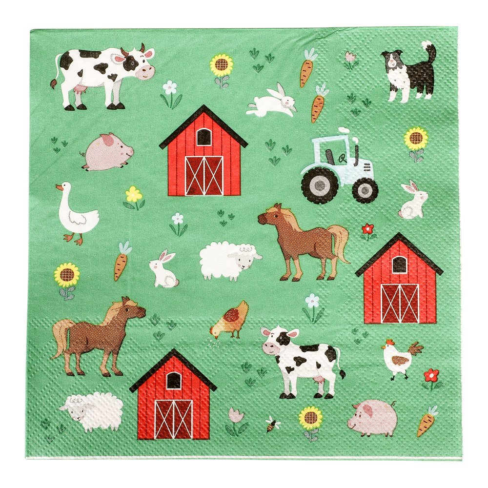 Servietter - Bondegårdsfest - 33x33 cm - 16-pakning - Servietter til fester