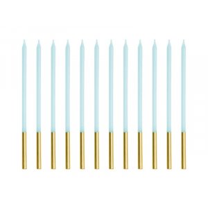 Lange kakelys - Lysebl/Gull - 12 stk