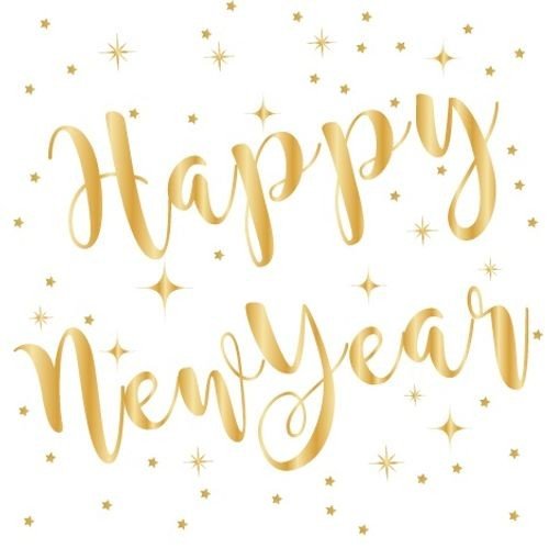 Servietter - Godt nyttår - Hvit/Gull - 16-pakning Servietter - Godt nyttår - Hvit/Gull - 16-pakning