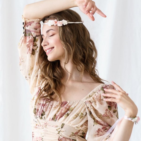 Blomsterkrans - Bohemsk - Fersken