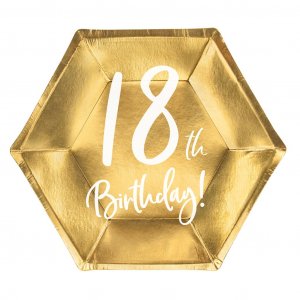 Desserttallerkener - 18-rsdag - Hvit/Gull - 6-pakning