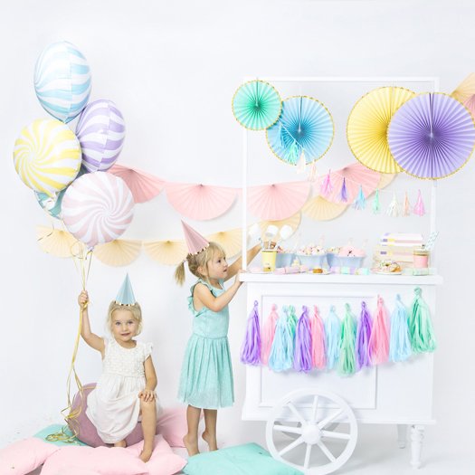 Festhatter - Pastellmiks med gullkant - 6-pakning