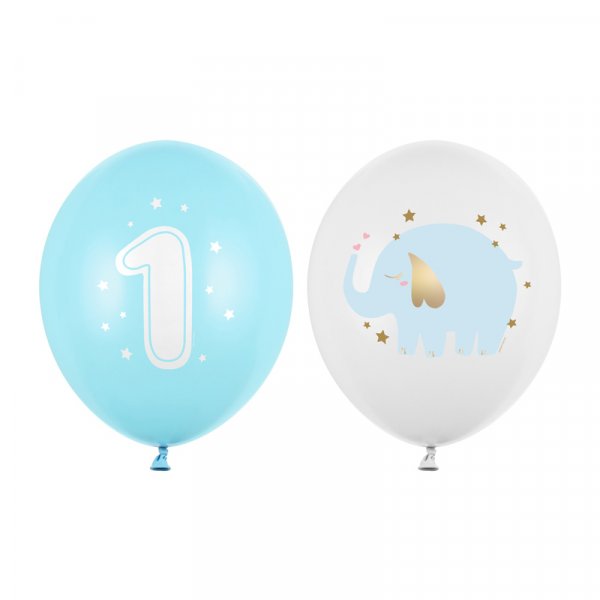 Ballonger - 1 år - Lyseblå/Elefant - 50-pakning Ballonger - 1 år - Lyseblå/Elefant - 50-pakning
