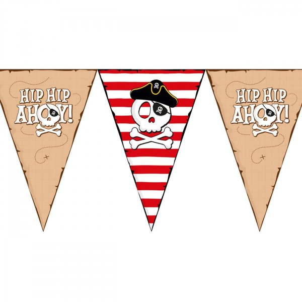 Vimpelgirlander Pirat Hip Hip Ahoy 10 meter Vimpelgirlander Pirat Hip Hip Ahoy 10 meter