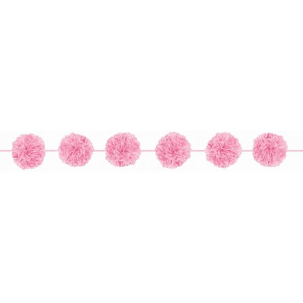 Pompong-girlander - lys rosa - 2-pakning