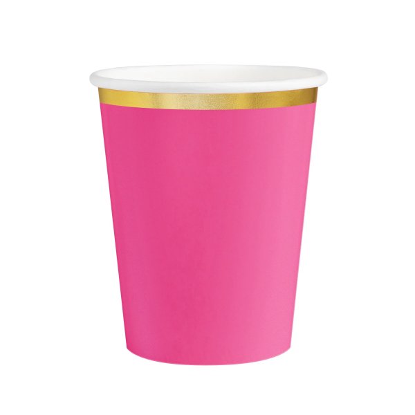 Papirkopper - Knallrosa/Gull - 6-pakning