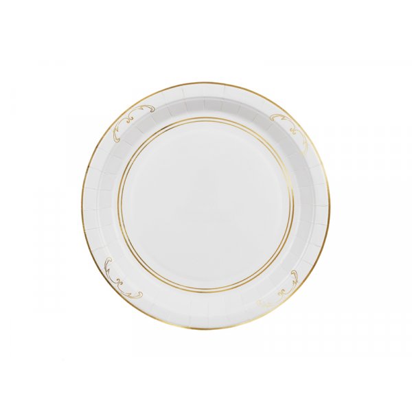 Papirtallerkener med ornamenter - Hvit - 23 cm