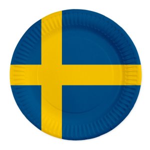 Papirtallerkener - Sverige - 23 cm - 8 stk Papirtallerkener - Sverige - 23 cm - 8 stk