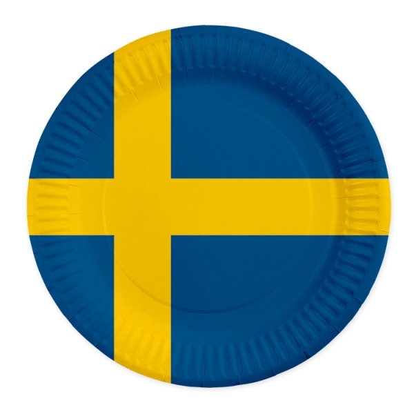 Papirtallerkener - Sverige - 23 cm - 8 stk Papirtallerkener - Sverige - 23 cm - 8 stk