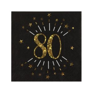 Servietter - 80 �r - Svart og gull