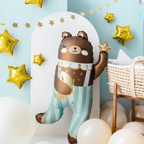 Folieballong - Bjørn med måne og stjerne Folieballong - Bjørn med måne og stjerne
