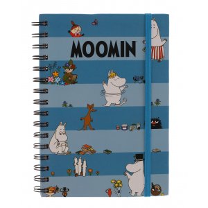 Wire-o A5 notatbok FSC - Stripete Blå Mummi Wire-o A5 notatbok FSC - Stripete Blå Mummi