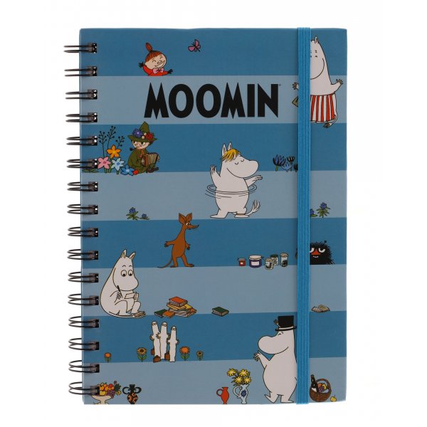 Wire-o A5 notatbok FSC - Stripete Blå Mummi Wire-o A5 notatbok FSC - Stripete Blå Mummi