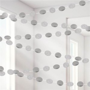 Girlander - Sirkler - Sølv metallisk/glitter - 6-pakning Girlander - Sirkler - Sølv metallisk/glitter - 6-pakning