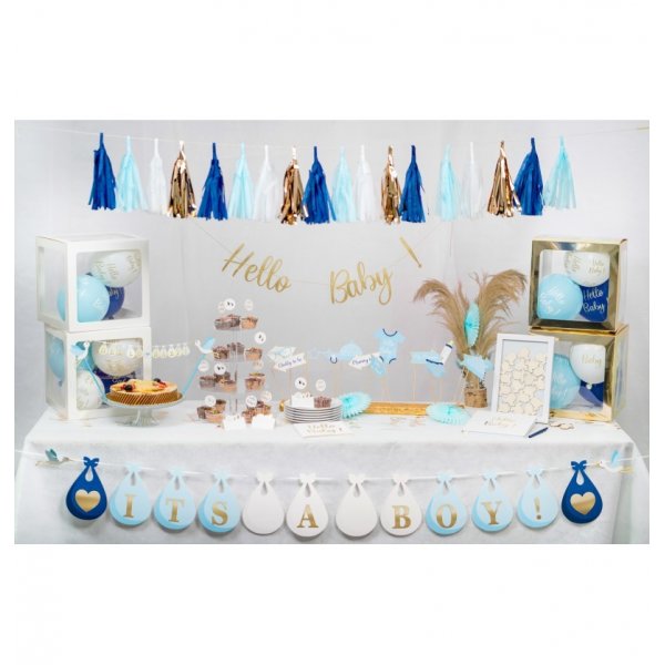 Girlander - Babyshower - Hvit/Lysebl - Storker