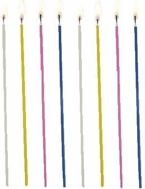 Lange spaghetti kakelys - Assorterte farger - 18 stk Lange spaghetti kakelys - Assorterte farger - 18 stk