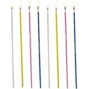 Lange spaghetti kakelys - Assorterte farger - 18 stk