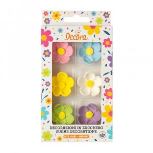 Sukkerdekorasjoner - Blomster - 3,5 cm - Assorterte farger - 6 stk