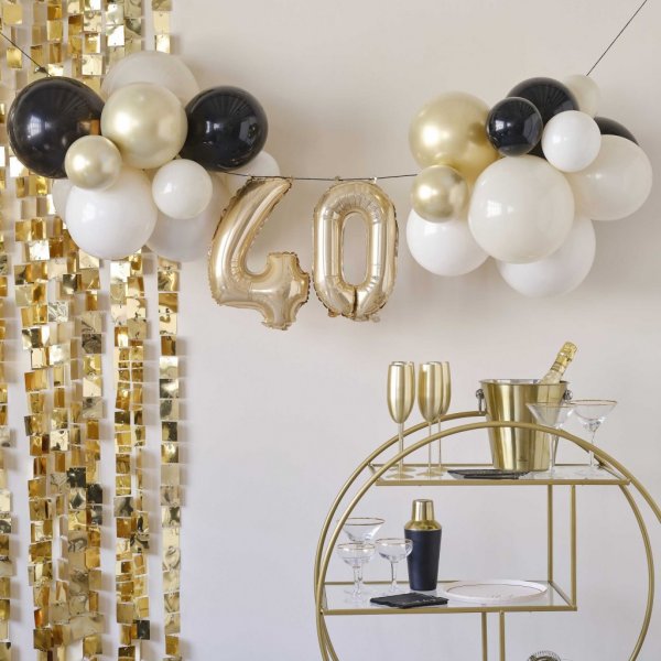 Ballonggirlang - 40 - Svart/Nude/Guld