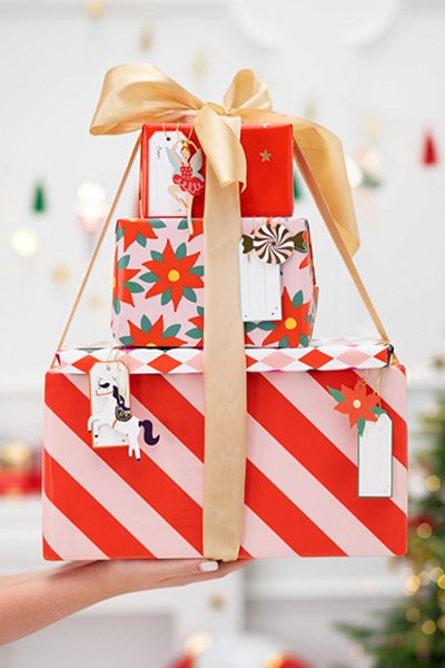 Gaveinnpakning - Striper - Rød/Rosa Gaveinnpakning - Striper - Rød/Rosa