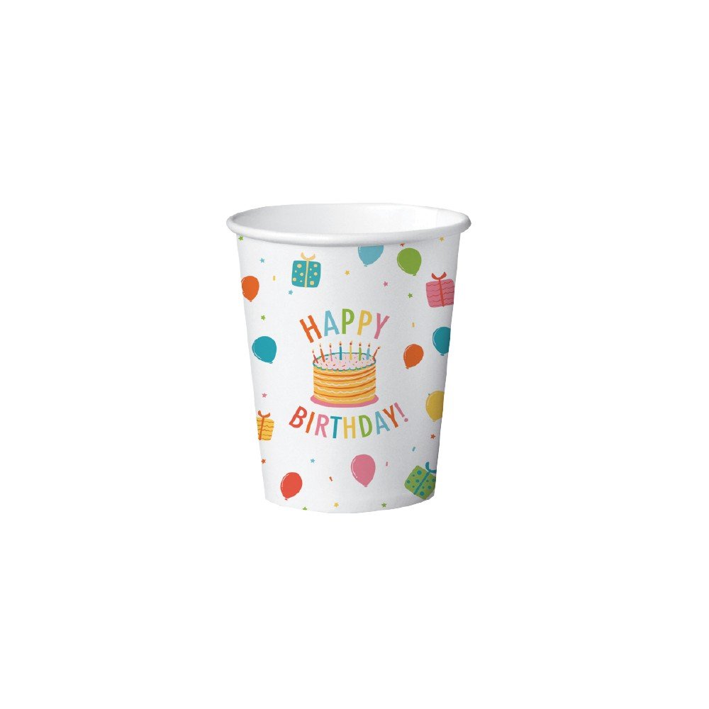 Pappkrus – Happy Birthday Kids – 8-pakning – Papirkopper til fester