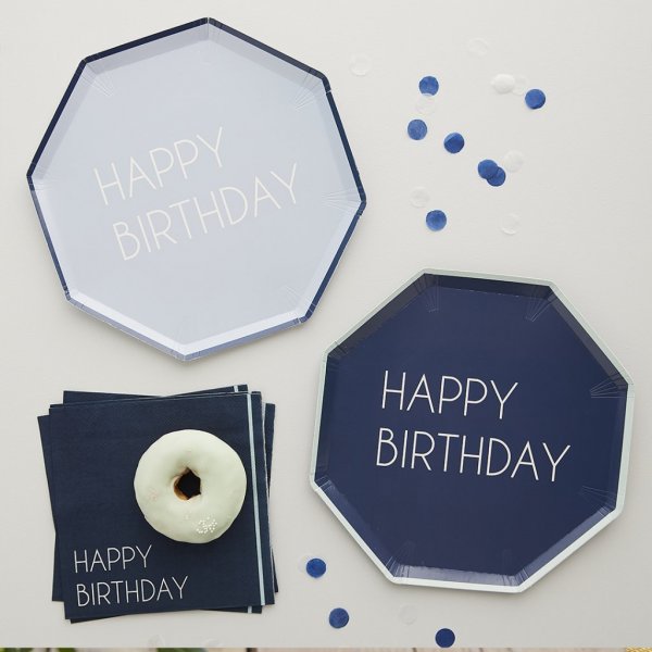 Papptallerkener - Mix it up Blue - 8-pakning