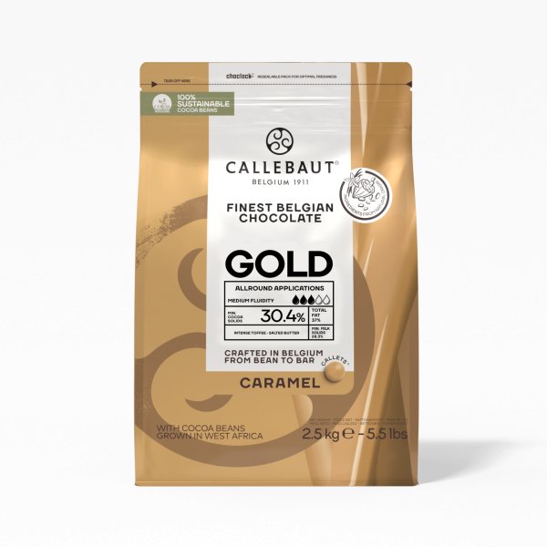 Callebaut Sjokolade Gull Hvit Karamellisert 2,5 kg