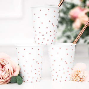 Papirkopper - Polkadotter - Rosegull - 6-pakning