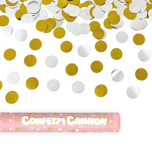Konfettikanon - Sirkler - Gull/Sølv Konfettikanon - Sirkler - Gull/Sølv