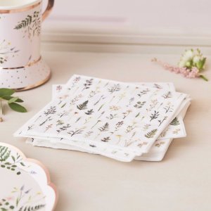Små servietter - Blomster - Teselskap - 16-pakning Små servietter - Blomster - Teselskap - 16-pakning