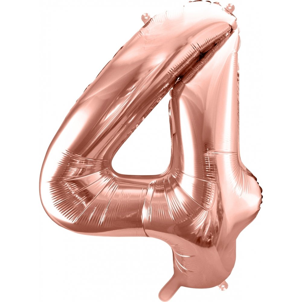 Nummerballong – Roségull – 86 cm – Nummer: 4 – Tallballonger, Ballonger