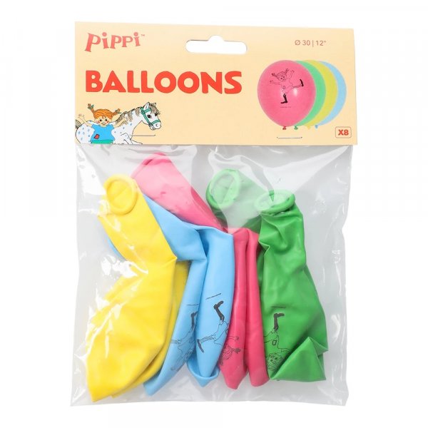 Ballonger - Pippi Langstrømpe - 8-pakning Ballonger - Pippi Langstrømpe - 8-pakning