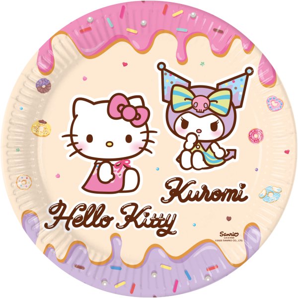 Papptallerkener Hello Kitty - Hello Kitty & Kuromi - 23 cm - 8-pakning Papptallerkener Hello Kitty - Hello Kitty & Kuromi - 23 cm - 8-pakning